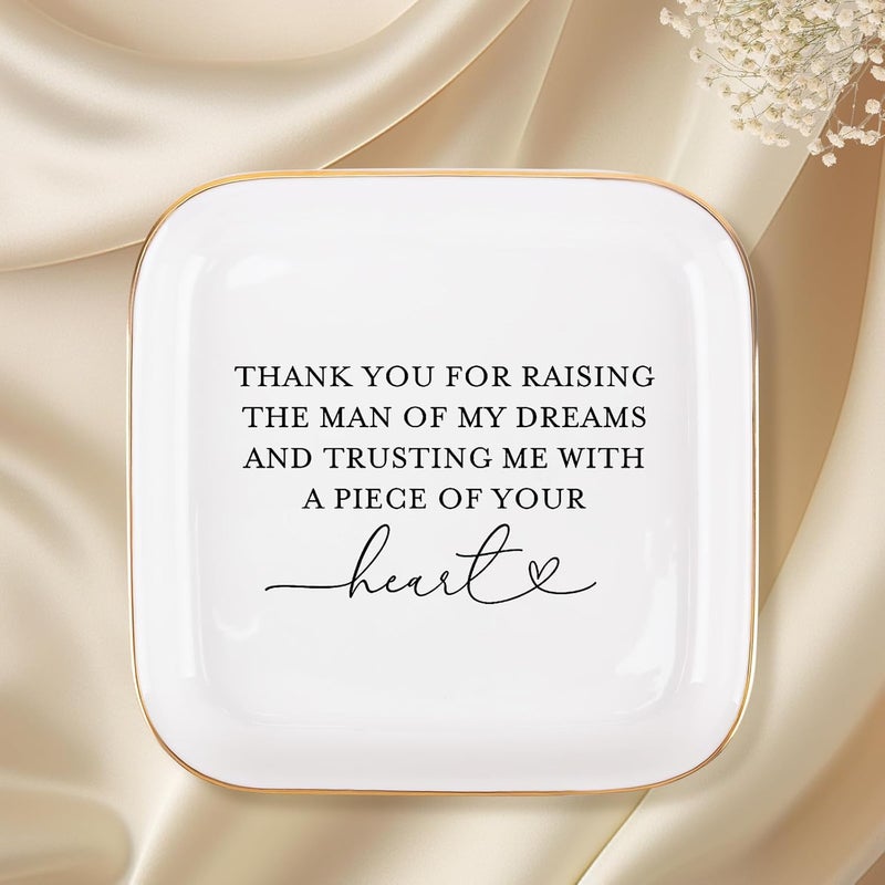 Teeglow Mother of the Groom Gifts Jewelry Tray from Bride, Mother's Day Christmas Birthday Wedding Gifts for Mother in Law of the Groom from Bride Ceramic Ring Dish Plate - Image 5